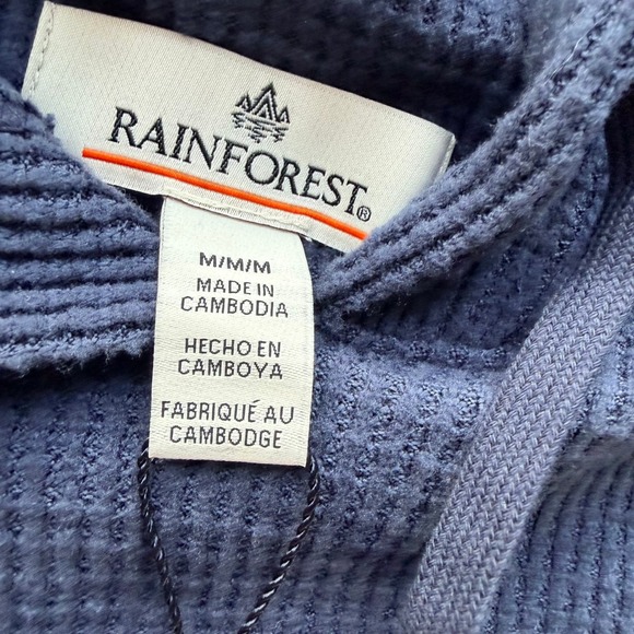 Rainforest Lounge Men's Soft Textured Hoodies TWO Size M Blue Beige Long Sleeve - Picture 6 of 8